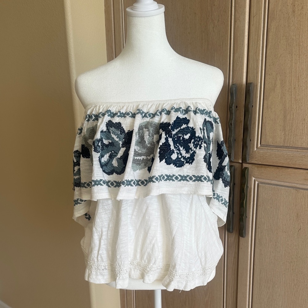 Free People Vintage Floral Off-Shoulder Top